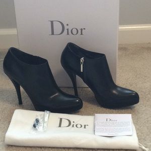 Dior Black Leather Booties Size 8